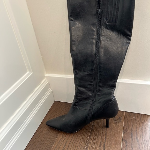 Calvin Klein Faux Leather Heeled Boots (Black) - Picture 2 of 5